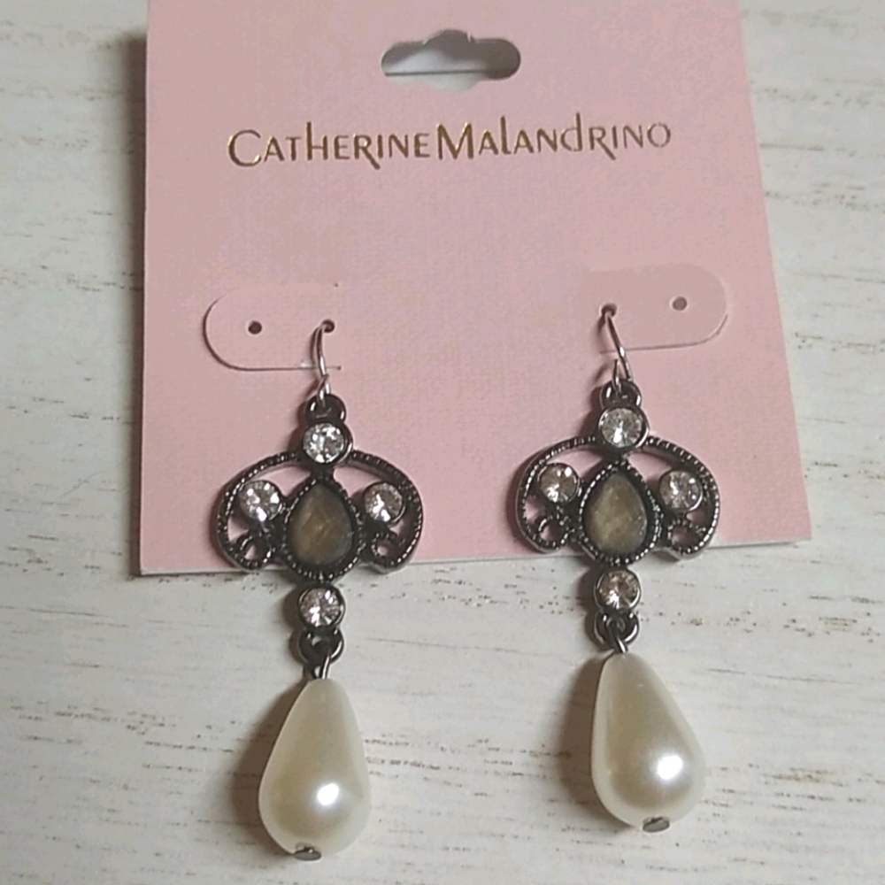 😻 3 For $15 Ornate Bling & Pearl Silver Dangles